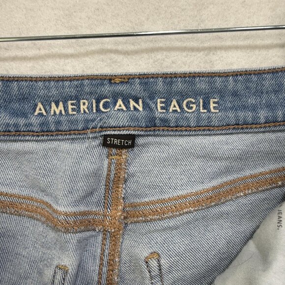 American Eagle Jeans Womens 4 Blue Distressed Mom Jean High Rise Ripped Denim - Picture 10 of 14